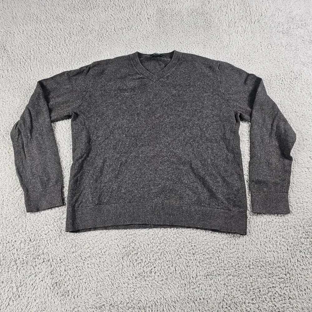 J Crew Sweater Mens Medium Gray Cashmere Cotton Blend Pullover V Neck Japan